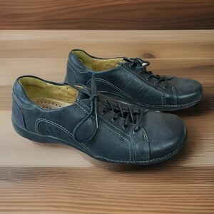 Clarks Unstructured Black Lace-Up Leather Oxford Sneaker Shoes Women's Size 9M